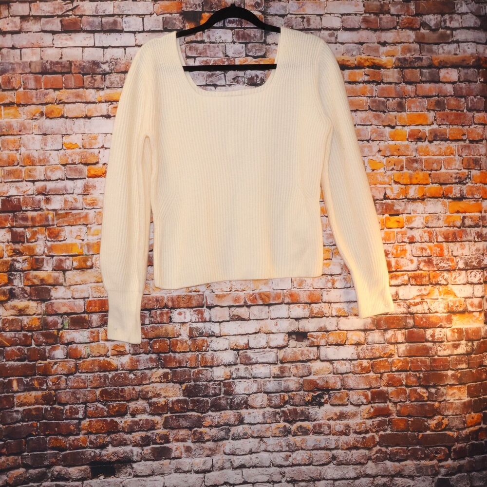 SoftWool Square-Neck Pullover Sweater Sz Large Item NT585 Heather Cloud
